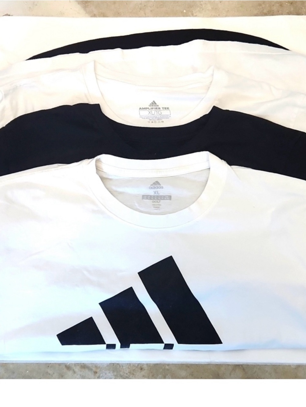 adidas White & Black Logo Short Sleeve Crew Tee- Bundle of three XL